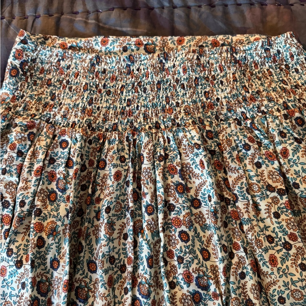 Natural Life Cream and Blue Casual Bottoms with Floral Design - Picture 3 of 5